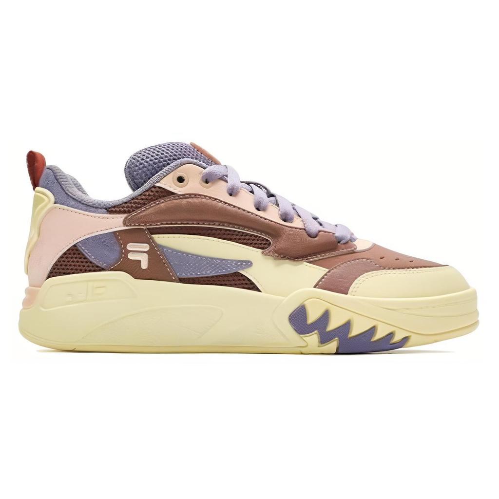 FILA Comfortable Versatile Low-Top Retro Basketball Shoes Women sneaker Light-Yellow Purple T12W413211FBP