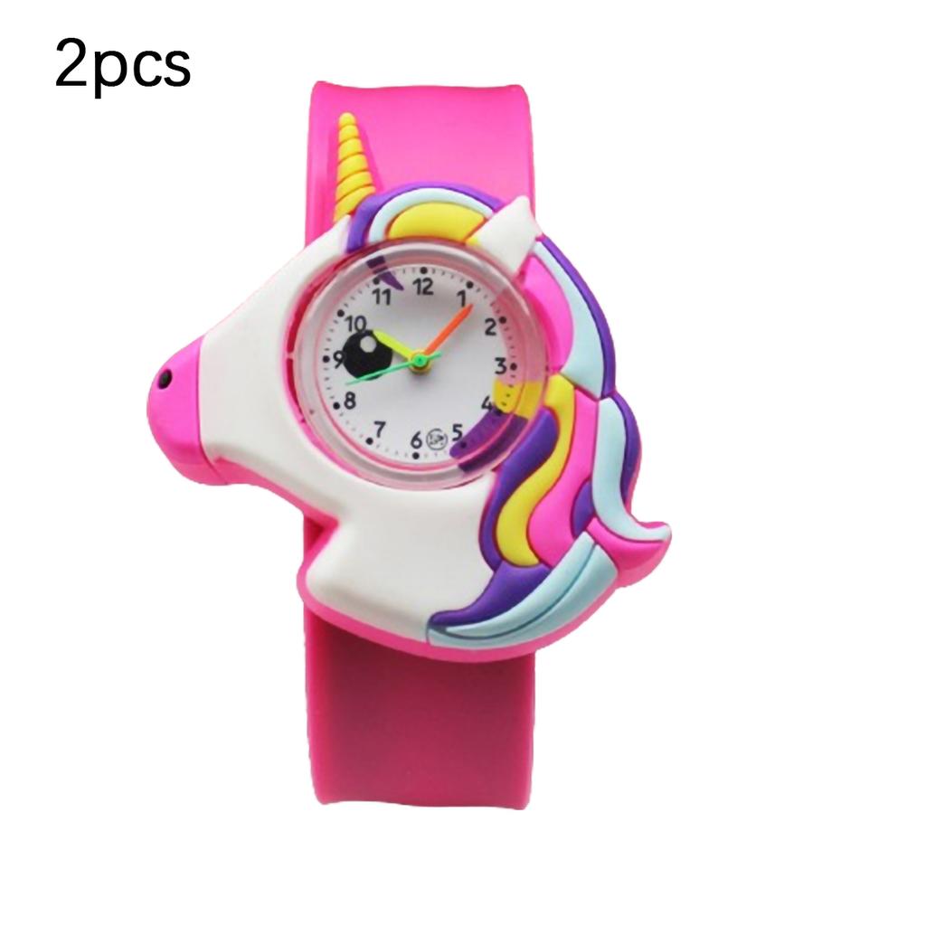 1 peça/2 peças/1 conjunto - Relógio de unicórnio de desenho animado fofo, colar combinando, pulseira, anel adequado para presentes de festa, presentes de aniversário