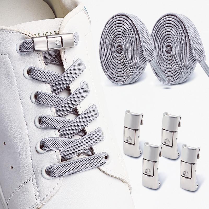 Flat Elastic Shoelace for Sneakers Sport Tieless Shoe Laces Press Lock No Tie Shoelaces One Size Fit All Adult Kids 1Pair/2Pair