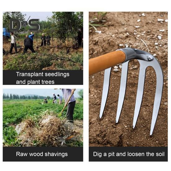 Ogrodnictwo Wyrywacz chwastów Czterozębne grabie Stalowe o dużej wytrzymałości Ogród na zewnątrz Trawnik Gospodarstwo Rozluźnianie gleby Usuwanie chwastów Wyrywanie korzeni Narzędzia ręczne