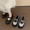 Platform-soled French Silver One-pedal Bow Mary Jane Shoes Children with Skirts 2025 Summer New Popular Single Shoes