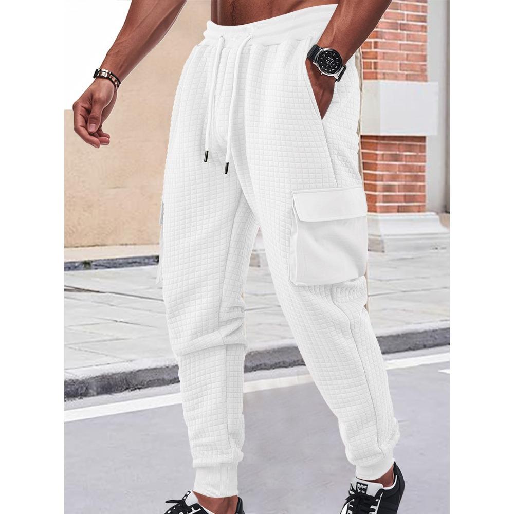 Men s Casual Trousers: Stylish Small Check, All-Season, Cuffed Trousers S белый
