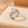2Pcs Brilliant Square Zircon Promise Ring Set for Women Elegant Vintage Luxury Stackable Finger Ring Anniversary Party Jewelry