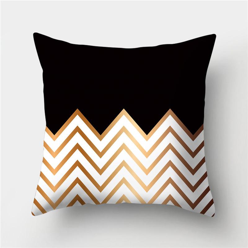 Gold Black Geometric Cushion Cover Polyester Decorative Sofa Cushions Pillow Covers Throw S 45*45  Cases Home Decor
