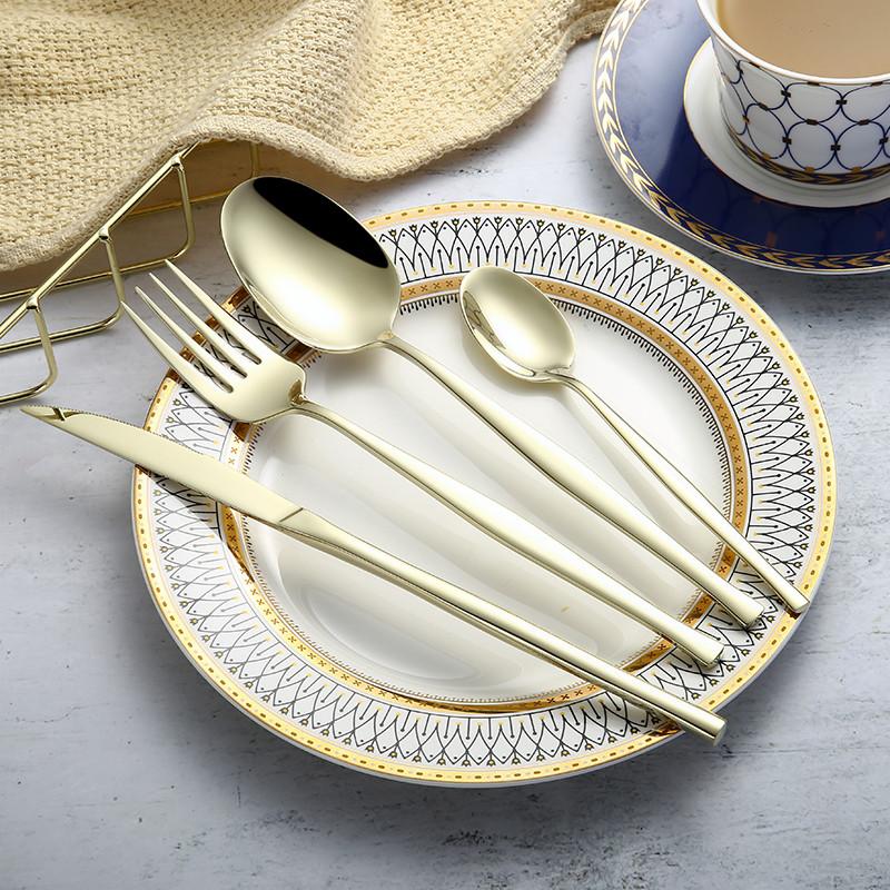 Stainless Steel Cutlery Silverware Spoon Set Matte Gold Eco Friendly Cutlery Knives Forks Spoons Dinnerware Set Dinner Set