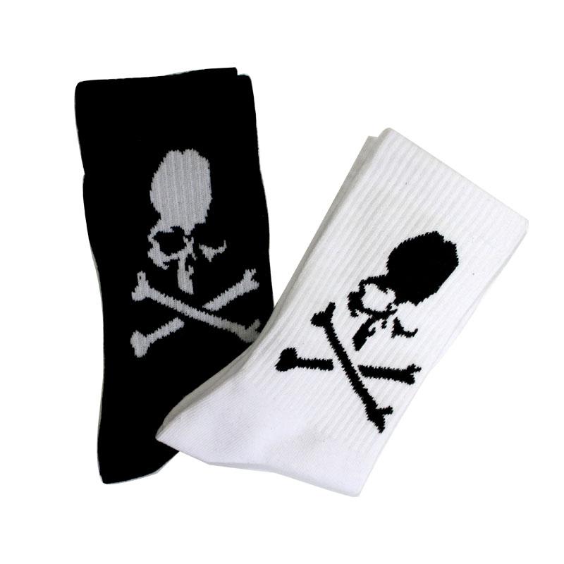 New Fashion Men Socks Cotton White Black Socks Women Skateboard Socks Creative Halloween Bone Long Socks Basketball Socks