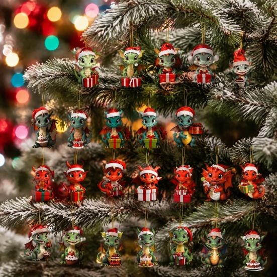 Creative Christmas Countdown Calendar Dragon Advent Calendars 2026, 24 Days with Party Favors 2D Acrylic Ornaments, Collectible Figures for Tree Home