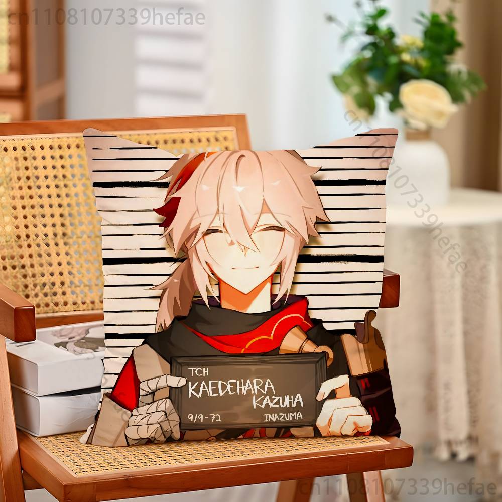 

Kazuha Genshin impact Print Polyester Pillow Case for Valentine gift Home Sofa Cushion Cover Decoration Custom 30x30cm