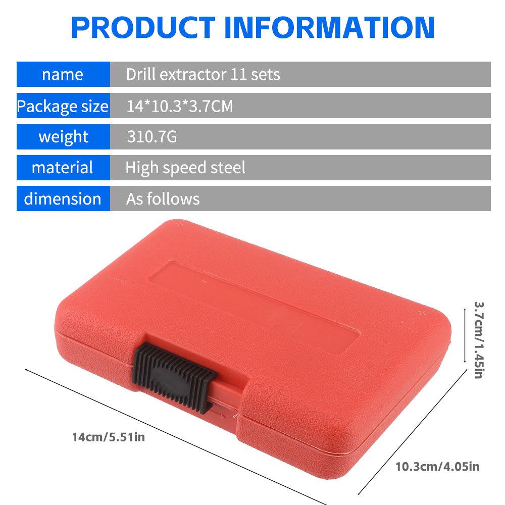 11 bucăți extractor de șuruburi și set de burghie pentru mâna stângă incluse 5 bucăți extractor de șuruburi, 5 bucăți HSS
