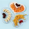 Herzform Plastik Knödelplatte mit Essigschälchen Essigschälchen Sushi Frühstück Trockenfrüchte Snack Muschel Knochenspuckschale