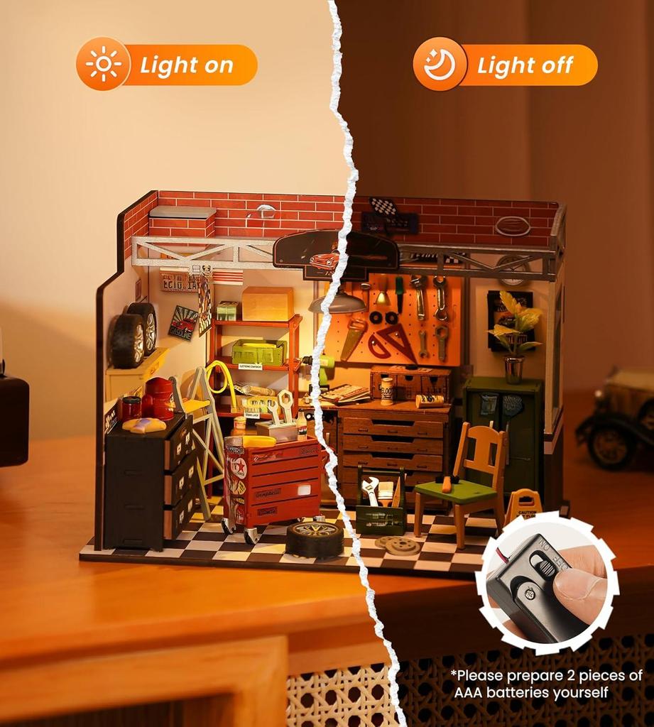 ROBOTIME Rolife 3D Puzzles Garage Workshop DIY Miniature House Kit DG165