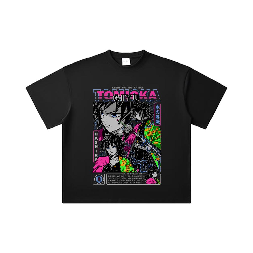 260 GSM Double Yarn 32 Count 100% Cotton Demon Slayer V10 Tomioka Print Unisex Heavy Cotton T Shirt