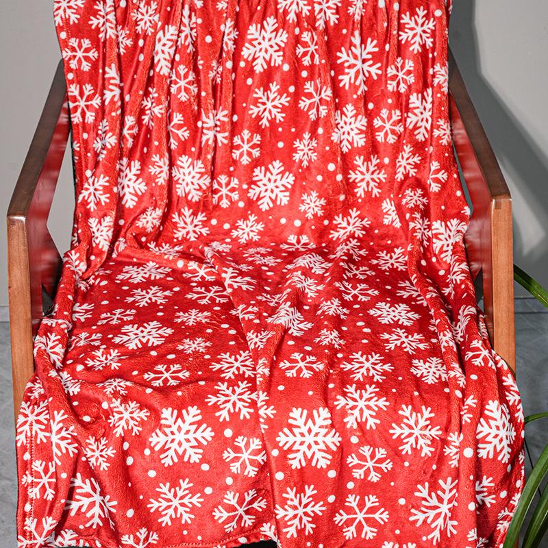 Christmas Blanket Reindeer Snowflake Flannel Print Throw Sofa Decorative Cover Blanket Nap Blanket