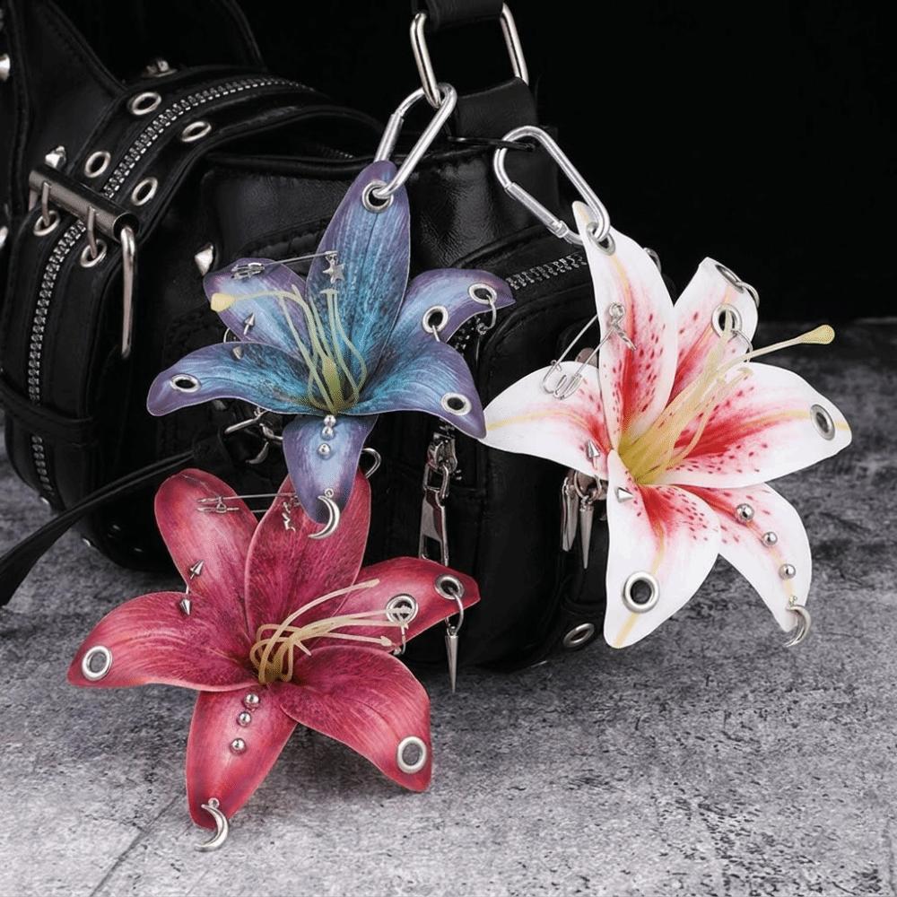 Backpack Decoration Orchid Lily Keychain Simulation Flower Backpack Hangings Decor Gifts
