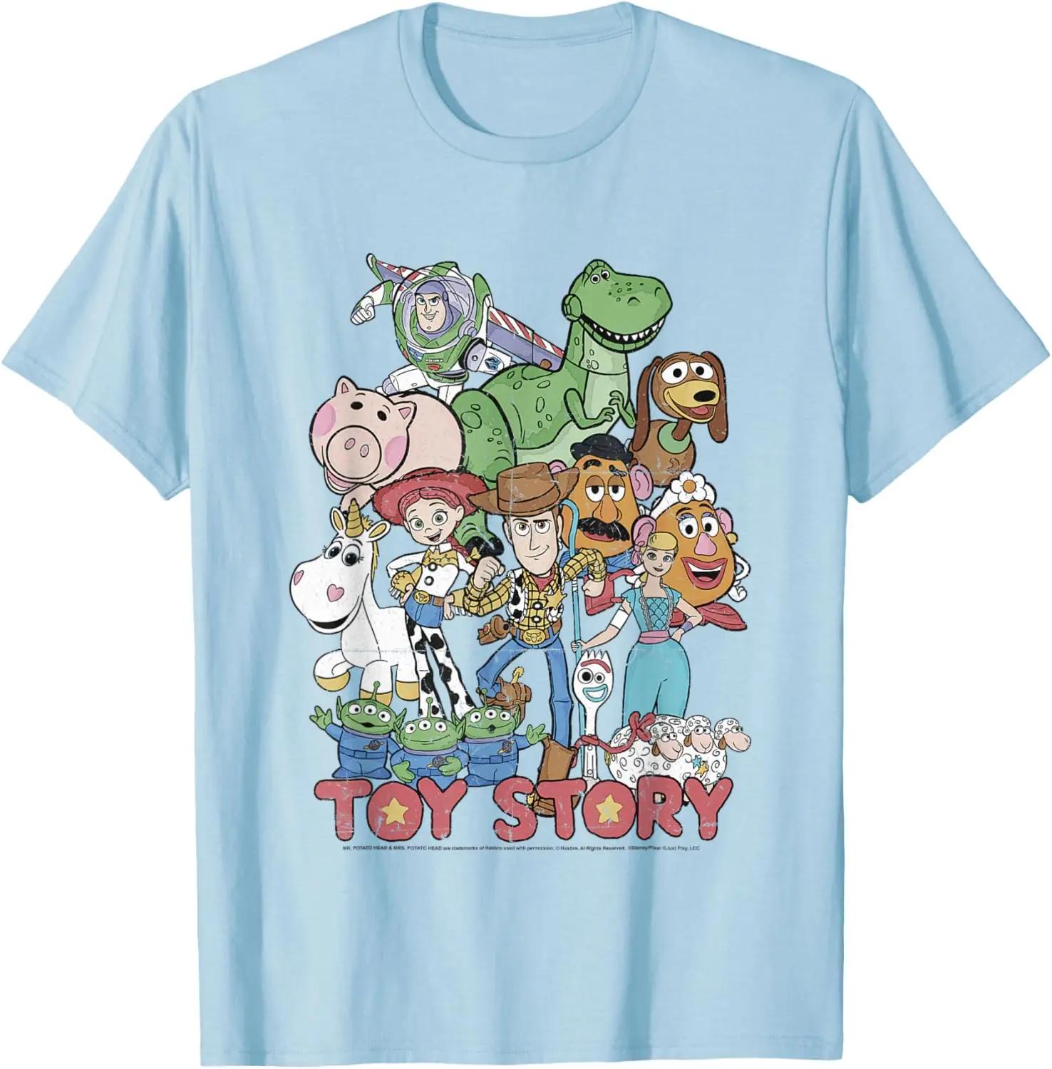 Hot Fashion Disney Pixar Toy Story All Stars Distressed Group Shot T-Shirt S-4XL Four Seasons Gift S