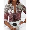 Women's Fashion Floral Buttons Blouse Lapel Neck Blouse Womens Long Sleeve Shirts Womens Clothing Female Clothing