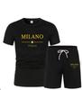 Men's Plus Size Round Neck T-shirt and Shorts Fitness Set
