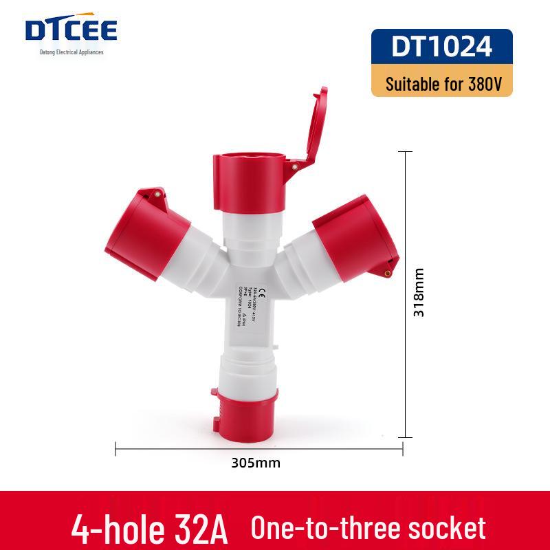 Three-Way Explosion-Proof Industrial Plug Y-Type Aviation Socket 32A/16A Waterproof Converter.