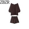 Zbzr Spring New Women Clothes Western Style Loose off-Shoulder Top Casual Shorts 4043010 4043243