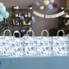 10pcs Paper Gift Bags Elegant Blue & White Parties Porcelain Floral Tote Bags Chinese