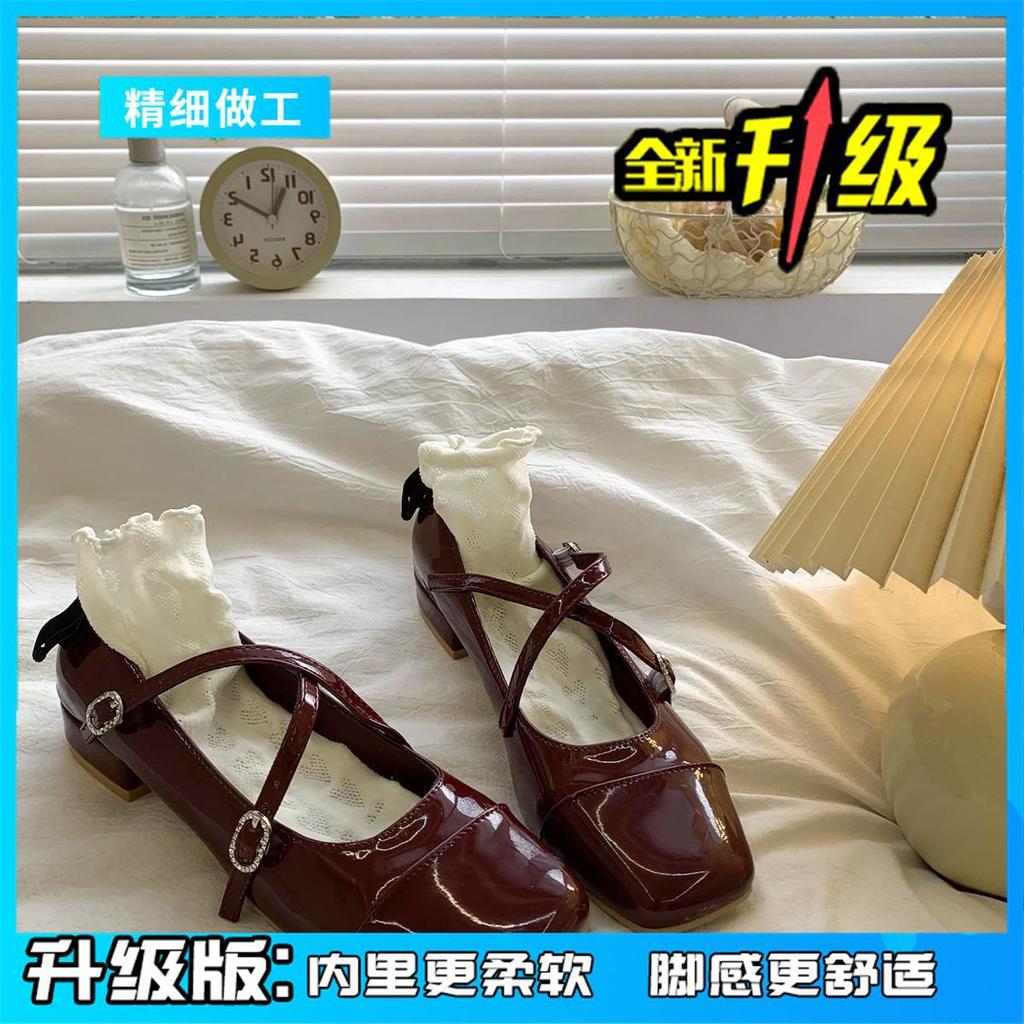 French small fragrant style silver fairy wind single shoes Internet celebrity explosion thin versatile skirt Mary Jane shoes