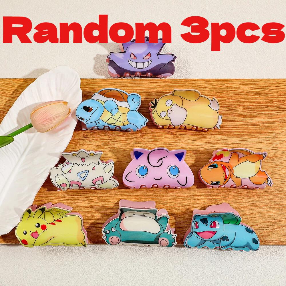 

1PC/Random 3pcs New Pokémon hair claw clips, cartoon anime hair claws, Gengar and Psyduck hair clips