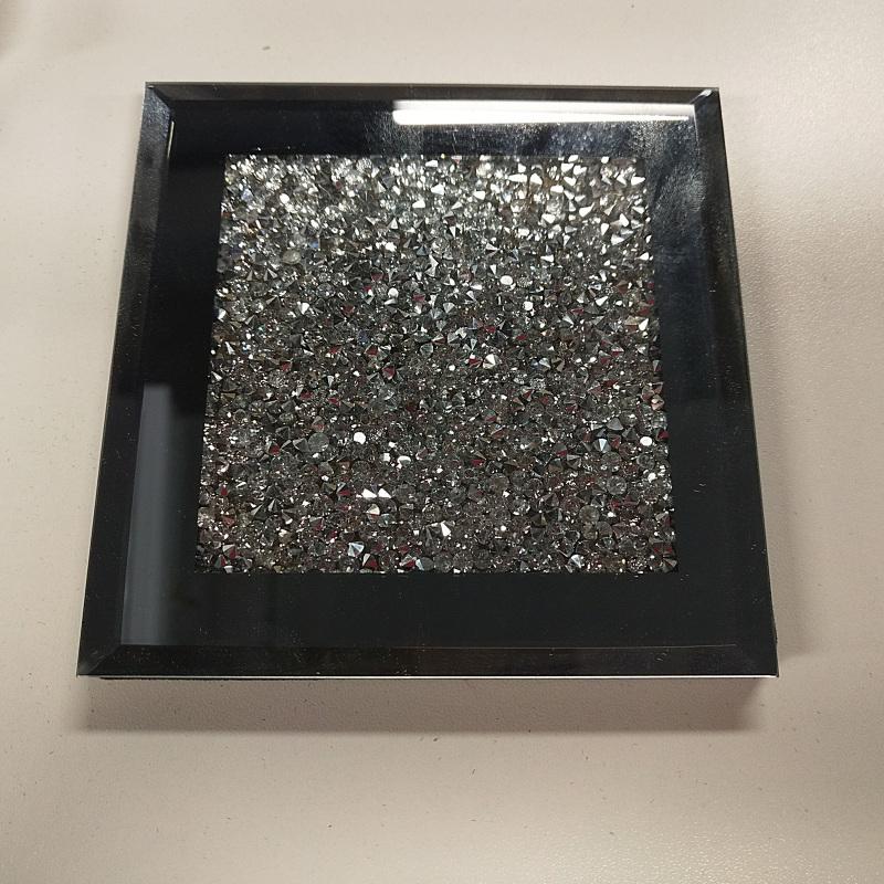 8 stk Rund Firkantet Koppmatte Diamant Glass Speilet Isolasjonsbrikke Kjøkkenutstyr For Bord