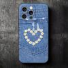Retro Denim Pattern Soft Phone Case for iPhone 16 16E 17 Air 15 Pro Max 14 Plus 13 Mini 11 12 7 Black Cover Back Shell