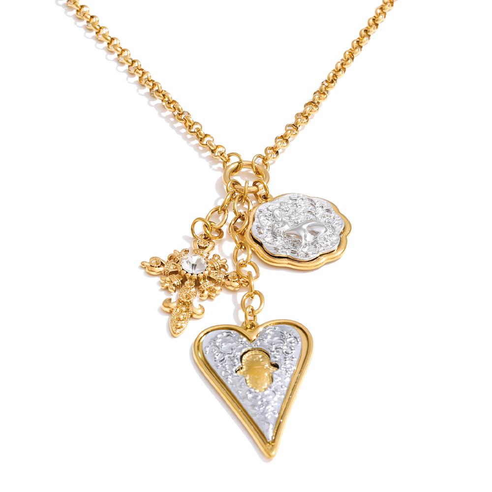 

Yhpup 80+5cm Stainless Steel Cross Heart Pendant Long Necklace 2026 New Arrivals Fashion Attractive Europe Statement Jewelry