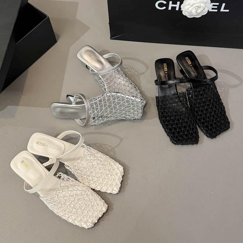 Fashion New Strange Style Square Toe Women Slippers Air Mesh Height Increasing Fashion Solid Summer Outwear Women Shoes Zapatos Mujer