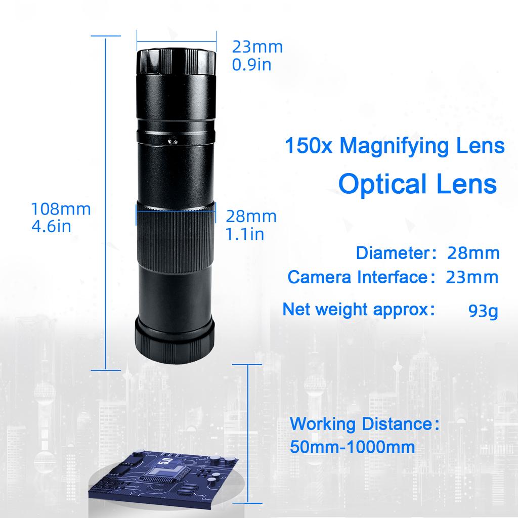 YIZHAN 130X 150X 180X Zoom C-Mount Lens Magnification Adjustable 25mm For Electron Video Microscope Accessories Monocular Camera