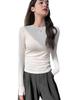 2025 Autumn/Winter Women's Solid Color Slimming Long Sleeve Round Neck Base Shirt