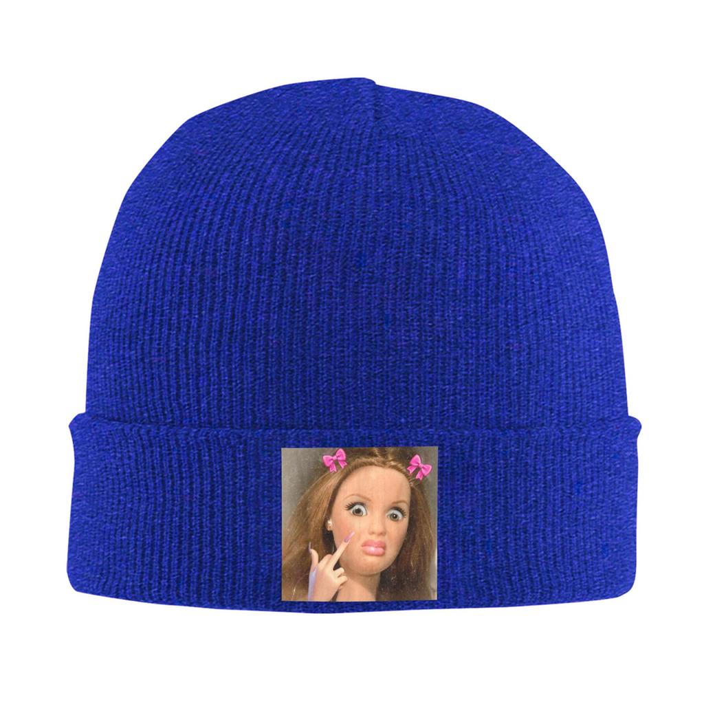 Disgusted Doll Meme Face Knitting Hat Beanie Hats Gym Warm Soft Unisex Adult Bonnet Hats Autumn Design Casual Caps Gift