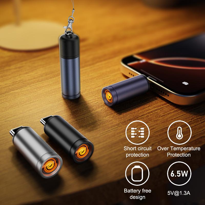 Type C Mini Lighter Blow-To-Ignite Auto Shut-Off For Air Travel Outdoor No Battery No Flame Portable Safety Lighter Adapter