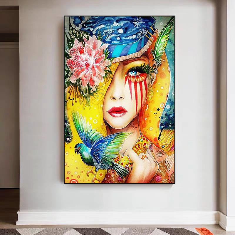 Modern Fashion Woman Picture Prints On Canvas Girl Room Decoration Poster Paintings for Interior Frameless Wall Art