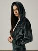 Kitty Pottery Symbol Hotfix Velvet Hoodie Zip-Up [Green]