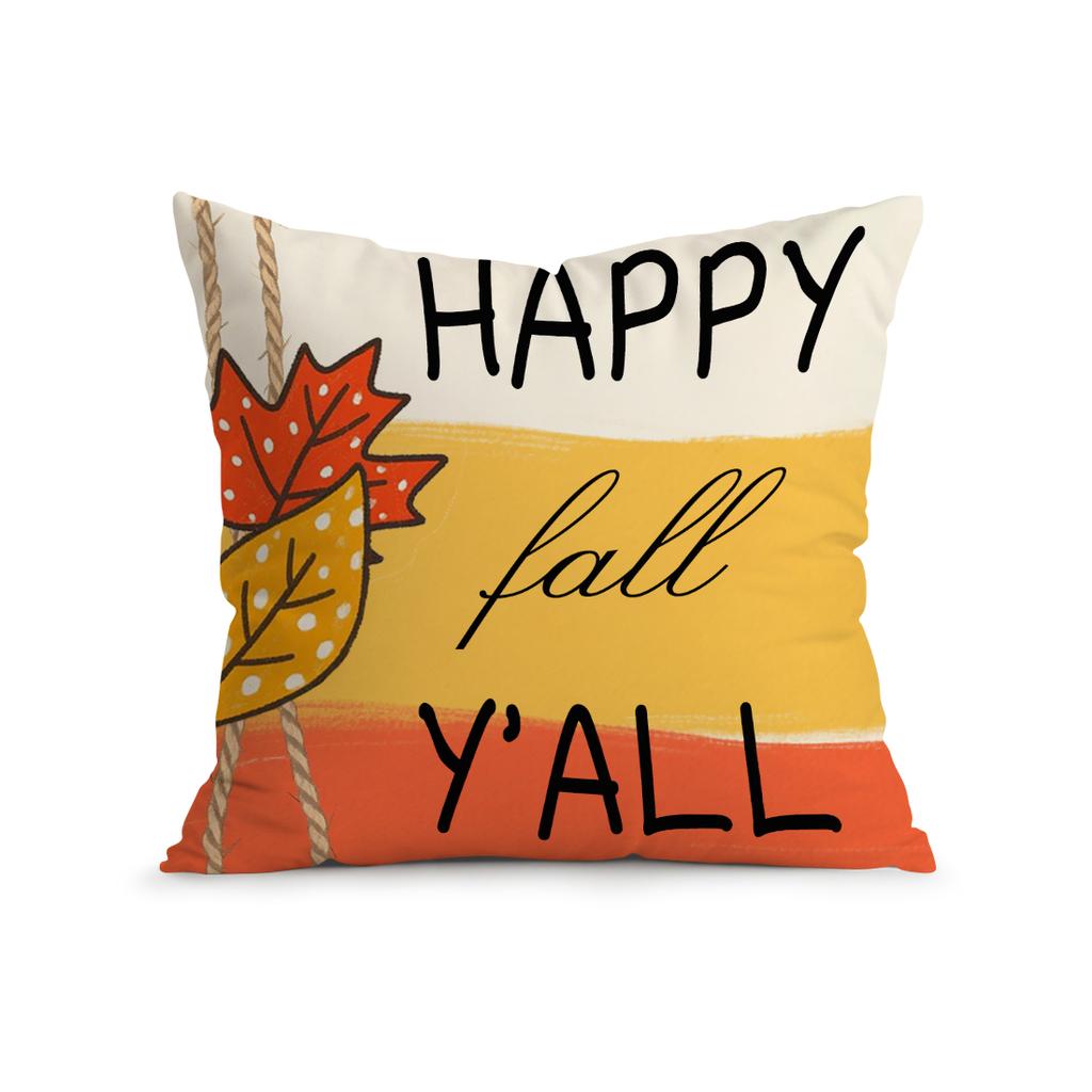 Home Decor Fall-Themed Pumpkin and Leaf Decorative Pillows Pattern Cushion Cover Suitable for Sofa Bedroom Car Pillow Cover