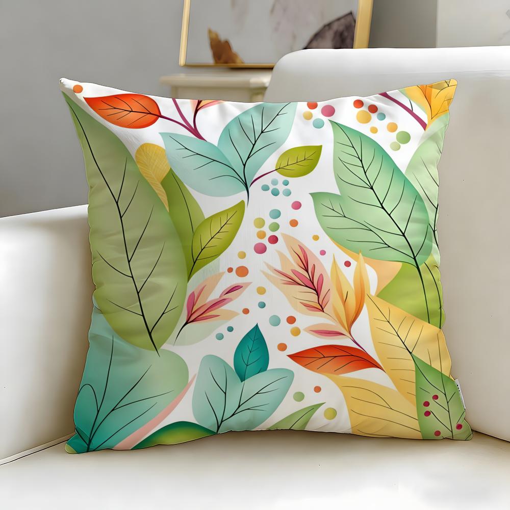 Artistic Leaves Cushion Cover Soft & Easy-Wash Pillow Case – Versatile For Couch, Bed, Travel And Office