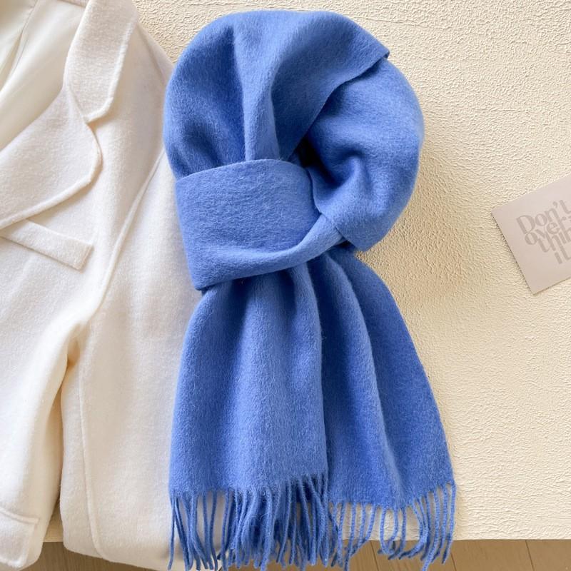 Womens White Wool Scarf Winter Warm Tassel Narrow Couple Style Student Fashion