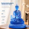 Esoteric Medicine Buddha Statue: Blue Water Glaze Resin Ornament for Home Temple