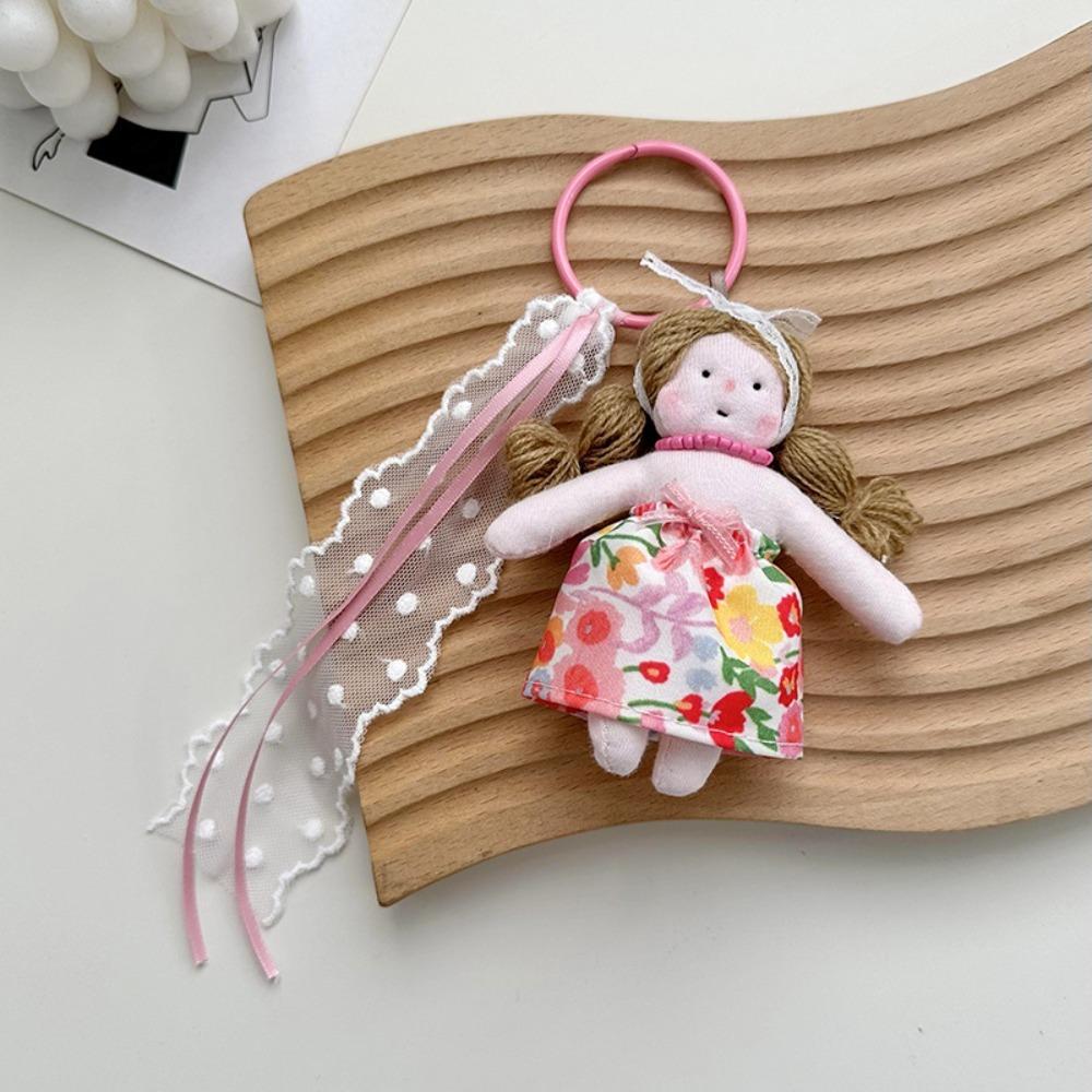 Cute Princess Girl Shaped Girl Keyrings Car Pendant with Lace Florals Dress Girl Shaped Bag Ornament Girl Shaped Keyring Key