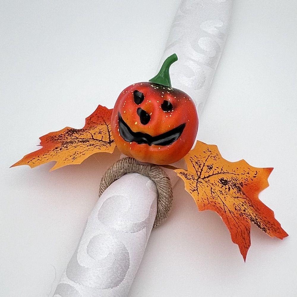 Fixed Napkins Halloween Napkin Ring Festive Atmosphere Maple Leaf Napkin Button  Hotels