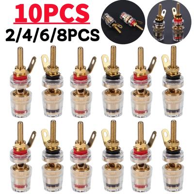 2/4/6/8/10Pcs 4mm Brass Speaker Low Frequency Amplifier Connector with Transparent Shell Binding Posts for Banana Plugs