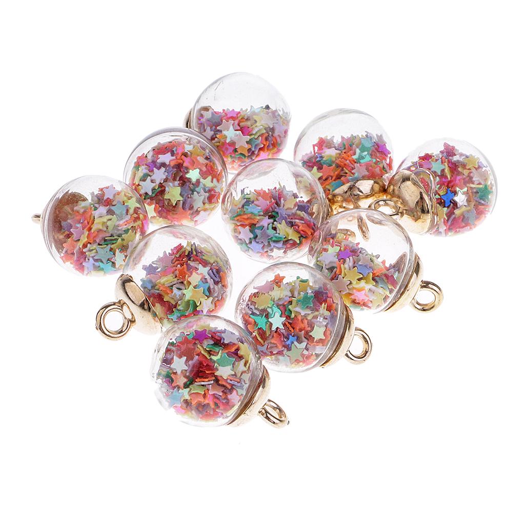 10 stykker 16 mm Tiny Star Glass Ball Charms Pendant DIY Craft rosa