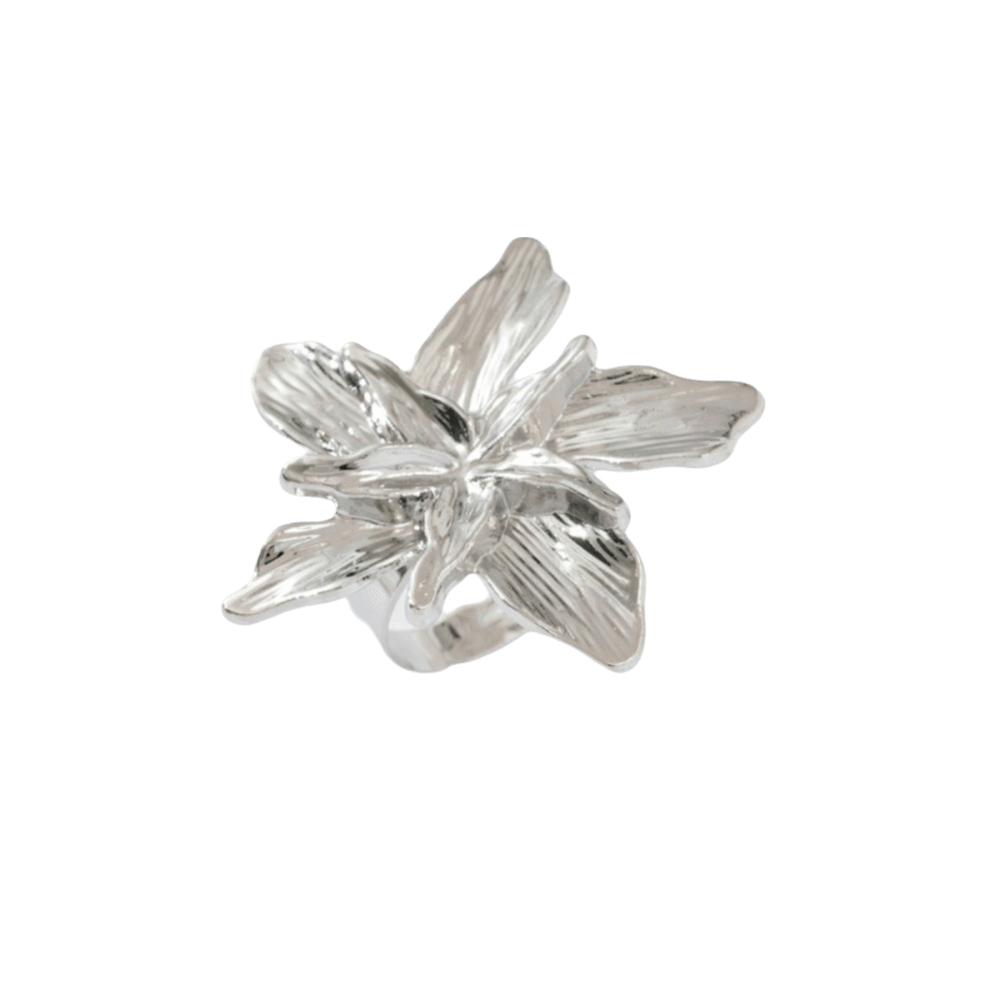 Zink Zinklegierung Metall Blume Ring Verstellbar Unregelmäßig Geometrisch Blütenblatt Ring Gold Groß Blumenring Party