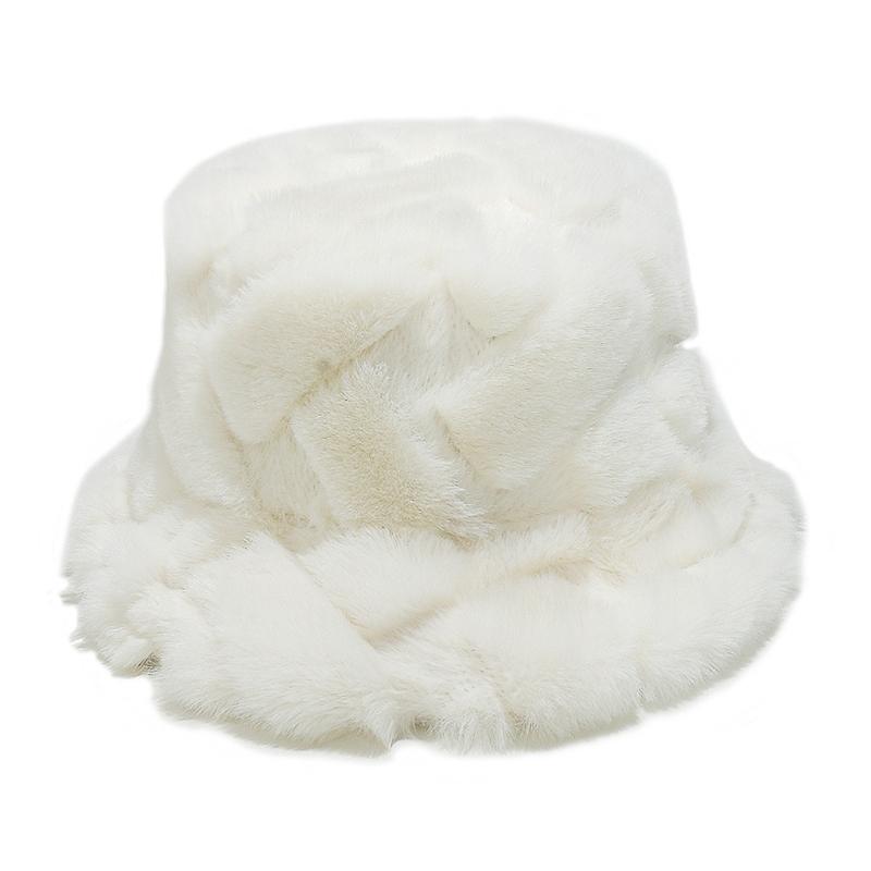 

Insulated Winter Cap With Furry Plush Texture Lightweight Knitted Bucket Hat Comfortable Hat Adults Children молоко, білий колір