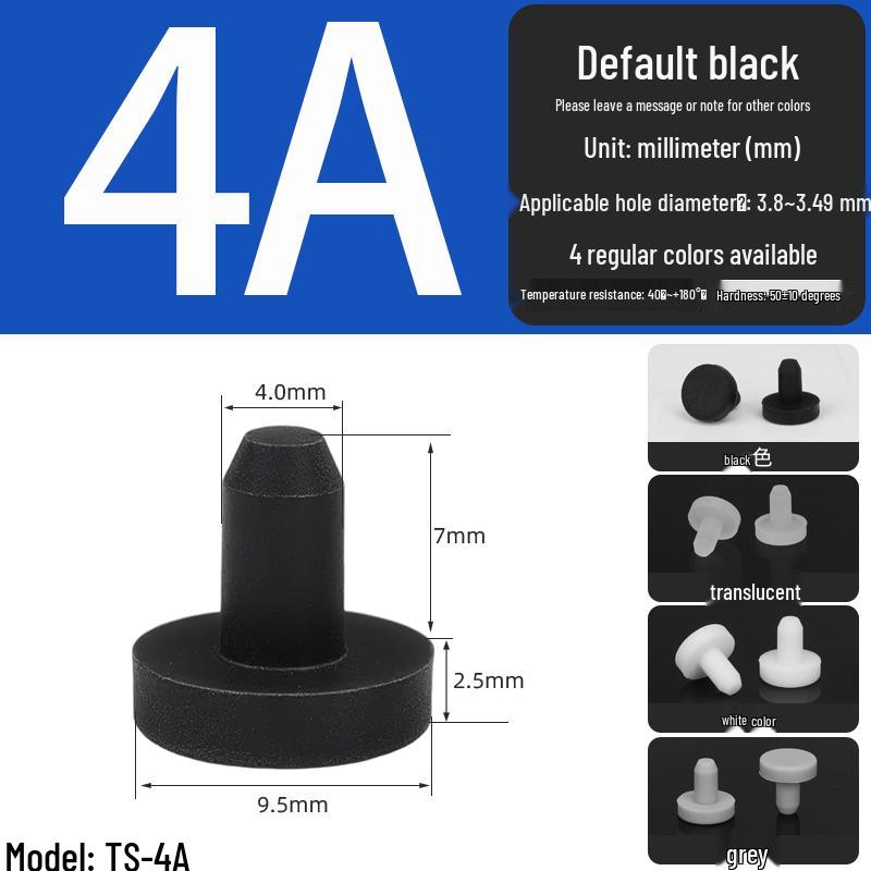 Black High-Temperature Resistant T-Shaped Silicone Stopper - Round Hole Rubber Gasket & Shock-Absorbing Blind Plug