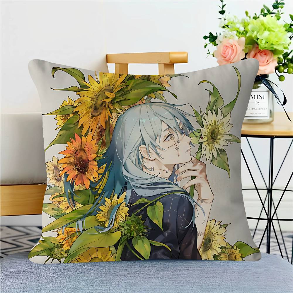 Anime M-Mahito Pillow Covers Cartoon Sofa Decorative Home Double-sided Printing Short Plush Cute Cushion Cover