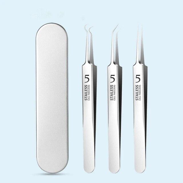 8 Stück Profi Pinzette Akne Entferner Deutsch Ultrafein Nr. 5 Cell Pickel Blackhead Clip Facial Pore Cleaning Care Tool