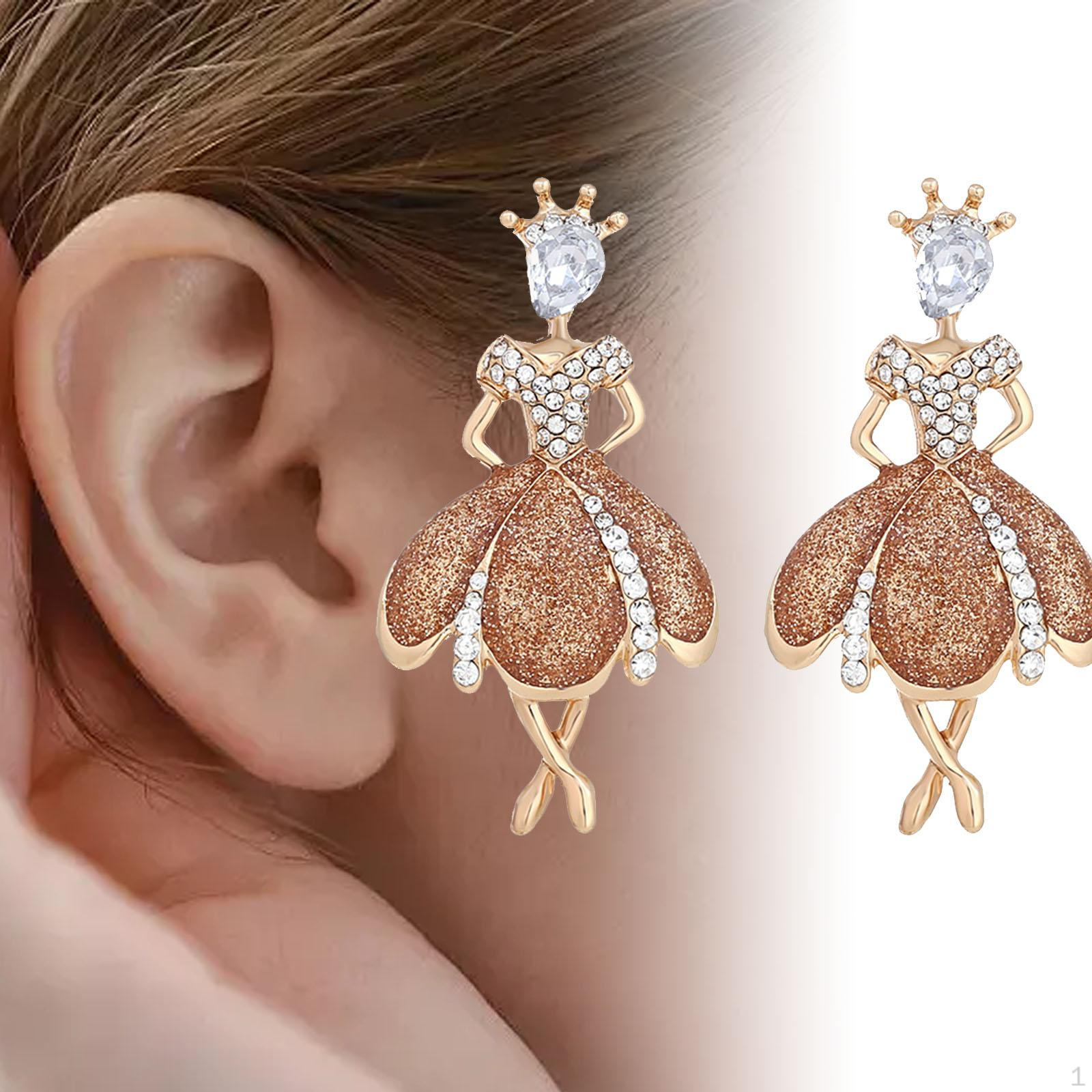 

Серьги для девочек Подарок на день матери Балерина Мультфильм Жен. Свисающие на каждый день золотистый